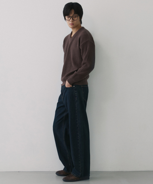 NODU（ノードユー）の「Vネックワッフルエッセンシャルニット[ブラウン]（ニット/セーター・メンズ・その他・MEDIUM/LARGE）」の3枚目の写真