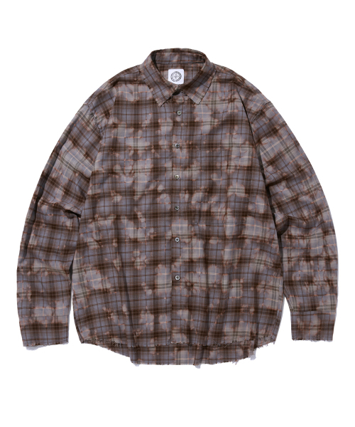 PUNCH DRUNK PARTIES(パンチドランクパーティーズ)の「Parties Bleached Vinatage Shirt (BLUE BROWN)(シャツ/ブラウス・メンズ・その他・1/2)」の1枚目の写真