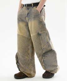 TRILLION（トリリオン）の「Biker 3D Pocket Washing Balloon Fit Denim Pants [Mud Beige]（デニムパンツ・レディース）」