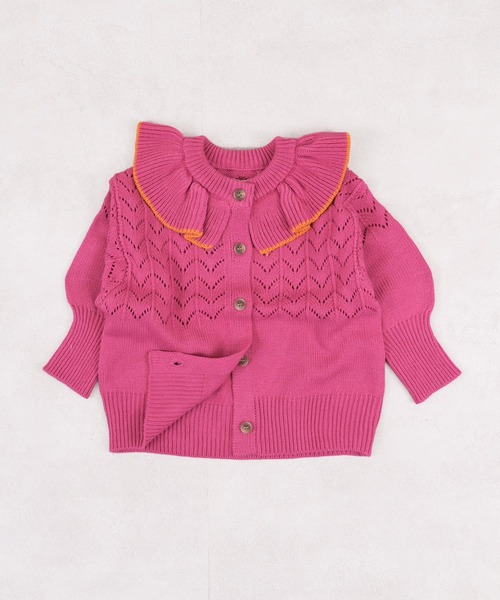 MARKEY'S(マーキーズ)の「フリルカラーニットカーディガン(カーディガン/ボレロ・キッズ・ブルー/オフホワイト/ピンク/ライトグリーン・S/M/L/LL)」の4枚目の写真