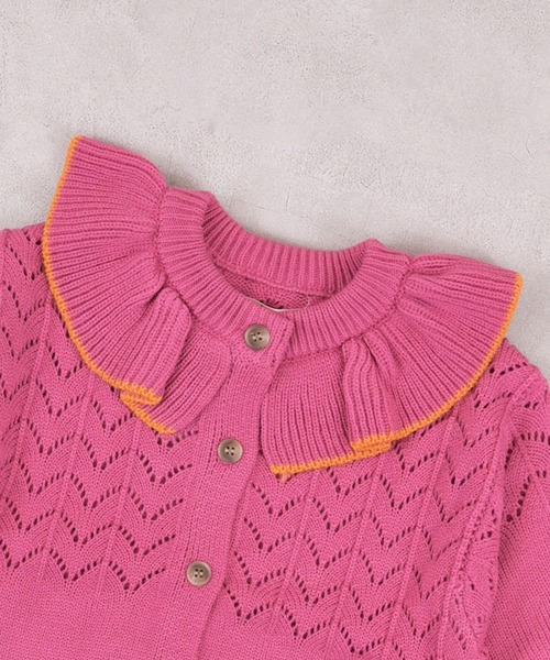 MARKEY'S(マーキーズ)の「フリルカラーニットカーディガン(カーディガン/ボレロ・キッズ・ブルー/オフホワイト/ピンク/ライトグリーン・S/M/L/LL)」の6枚目の写真