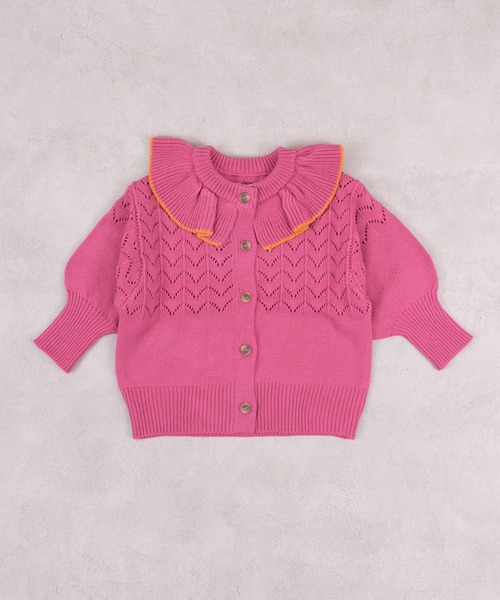 MARKEY'S(マーキーズ)の「フリルカラーニットカーディガン(カーディガン/ボレロ・キッズ・ブルー/オフホワイト/ピンク/ライトグリーン・S/M/L/LL)」の18枚目の写真