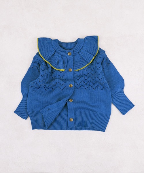 MARKEY'S(マーキーズ)の「フリルカラーニットカーディガン(カーディガン/ボレロ・キッズ・ブルー/オフホワイト/ピンク/ライトグリーン・S/M/L/LL)」の14枚目の写真