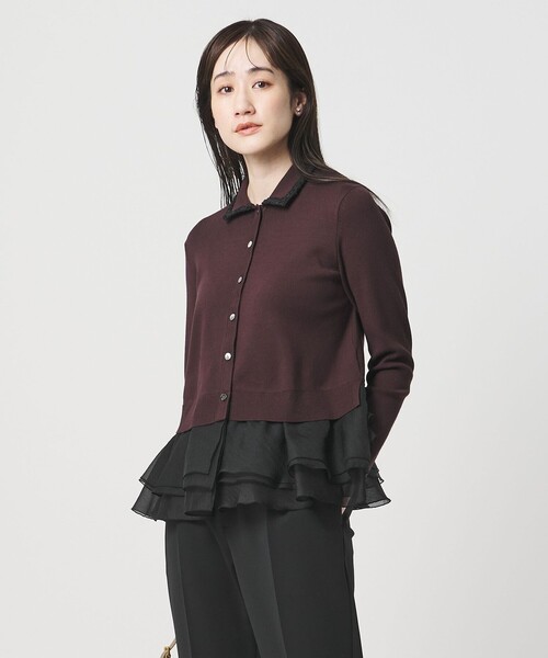 UNITED ARROWS（ユナイテッドアローズ）の「レディー ポロコンビ  ロングスリーブニット（カーディガン/ボレロ・レディース・ブラック/ダークブラウン・FREE）」の2枚目の写真