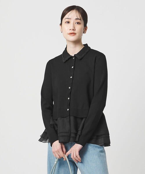 UNITED ARROWS（ユナイテッドアローズ）の「レディー ポロコンビ  ロングスリーブニット（カーディガン/ボレロ・レディース・ブラック/ダークブラウン・FREE）」の22枚目の写真