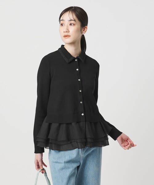 UNITED ARROWS（ユナイテッドアローズ）の「レディー ポロコンビ  ロングスリーブニット（カーディガン/ボレロ・レディース・ブラック/ダークブラウン・FREE）」の21枚目の写真