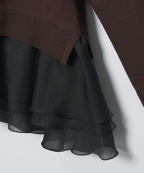 UNITED ARROWS（ユナイテッドアローズ）の「レディー ポロコンビ  ロングスリーブニット（カーディガン/ボレロ・レディース・ブラック/ダークブラウン・FREE）」の10枚目の写真