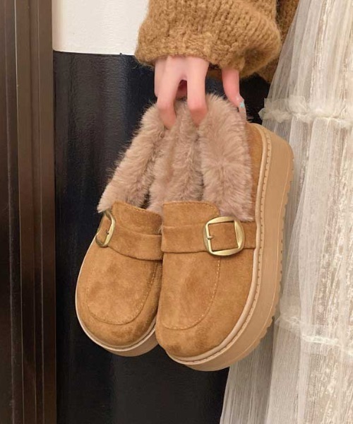 セール】厚底ファー ムートンローファー（ローファー）｜AMELY