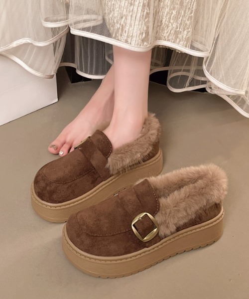 AMELY(エミリー)の「厚底ファー ムートンローファー(ローファー・レディース・キャメル/ブラウン/ベージュ・40/39/38/37/36/35)」の8枚目の写真
