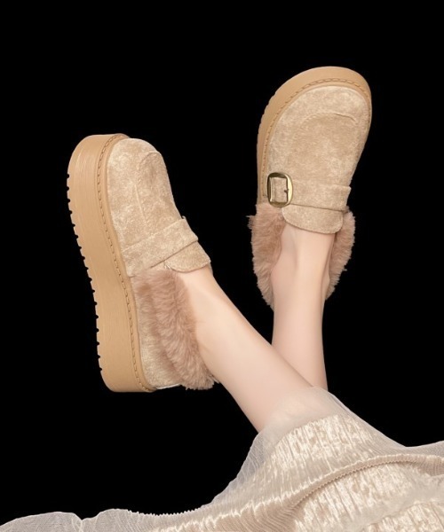 AMELY(エミリー)の「厚底ファー ムートンローファー(ローファー・レディース・キャメル/ブラウン/ベージュ・40/39/38/37/36/35)」の10枚目の写真