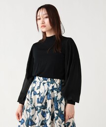 袖プリーツ ニットプルオーバー