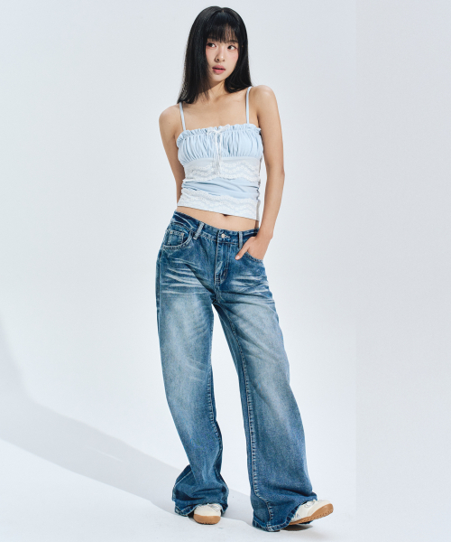 ZEROPLANET（ゼロプラネット）の「マンディウォッシングワイドデニムパンツ[ブルー]（デニムパンツ・レディース・ブルー・SMALL/MEDIUM）」の4枚目の写真