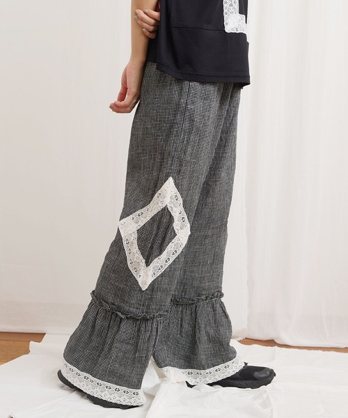 fig London(フィグロンドン)の「Oolong pants(その他パンツ・レディース・ブラック/チェック/ホワイト・FREE)」の3枚目の写真