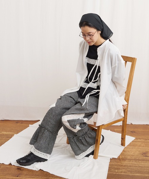 fig London(フィグロンドン)の「Oolong pants(その他パンツ・レディース・ブラック/チェック/ホワイト・FREE)」の6枚目の写真