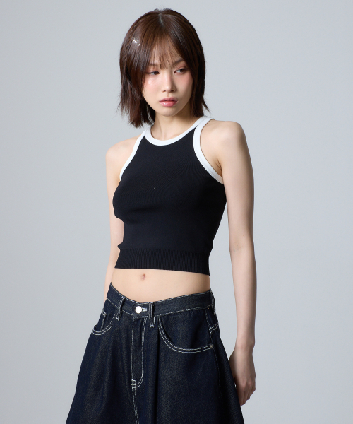 UNKNOWN PLANET(アンノウンプラネット)の「配色ニットトップスブラック(Tシャツ/カットソー・レディース・その他・FREE)」の1枚目の写真