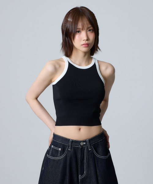 UNKNOWN PLANET(アンノウンプラネット)の「配色ニットトップスブラック(Tシャツ/カットソー・レディース・その他・FREE)」の2枚目の写真