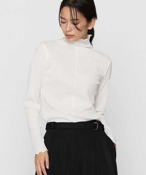 Gabardine K.T(ギャバジンケーティー)の「〔 +サイズ 〕 【前後2WAY】シアーストライプジャージ シアーストライプカットソー(Tシャツ/カットソー・レディース・サックスブルー/オフホワイト・13号)」の1枚目の写真
