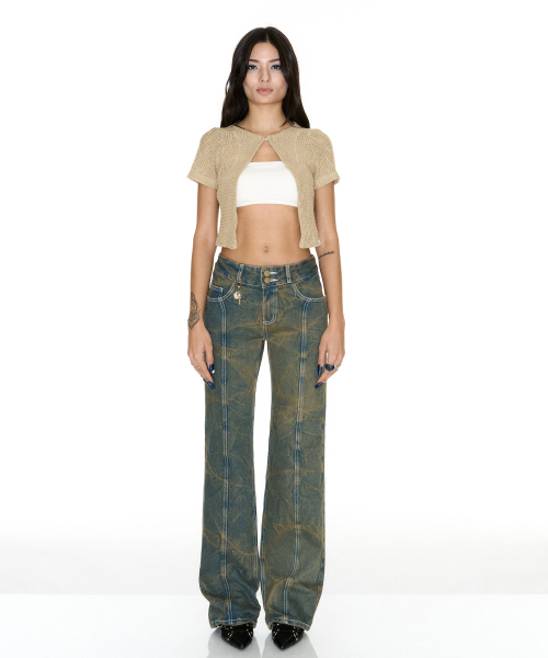 SETSETSET(セットセットセット)の「WAVE STRAIGHT JEANS WITH SEASHELL(デニムパンツ・レディース・その他・MEDIUM/SMALL)」の1枚目の写真