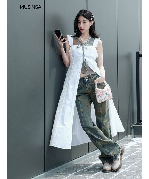 SETSETSET(セットセットセット)の「WAVE STRAIGHT JEANS WITH SEASHELL(デニムパンツ・レディース・その他・MEDIUM/SMALL)」の2枚目の写真
