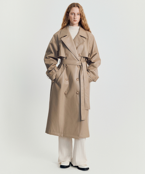 MAYVERU(メイバーユー)の「Fonda leather coat _ Beige(チェスターコート・レディース・その他・FREE)」の3枚目の写真