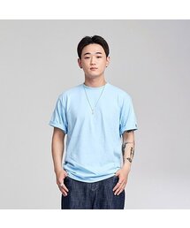 リバーシブルラベル無地半袖Tシャツ(ライトブルー)
