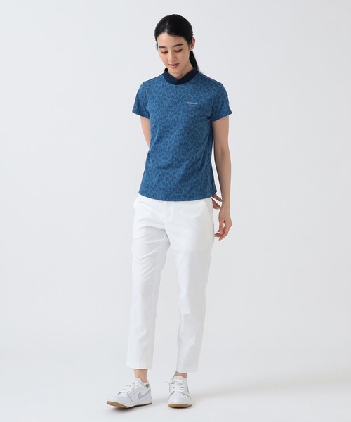 BEAMS GOLF(ビームスゴルフ)の「PURPLE LABEL / シャドーフラワー ジャカード モックネックシャツ (接触冷感・吸水速乾・UVカット)(Tシャツ/カットソー・レディース・ネイビー/ホワイト・MEDIUM/SMALL/LARGE)」の21枚目の写真