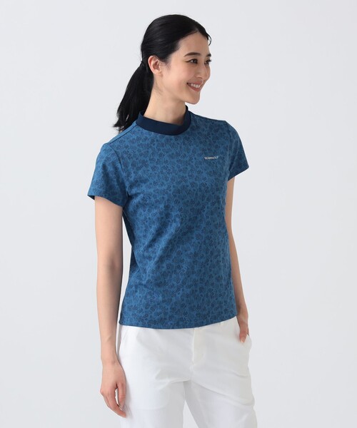 BEAMS GOLF(ビームスゴルフ)の「PURPLE LABEL / シャドーフラワー ジャカード モックネックシャツ (接触冷感・吸水速乾・UVカット)(Tシャツ/カットソー・レディース・ネイビー/ホワイト・MEDIUM/SMALL/LARGE)」の10枚目の写真