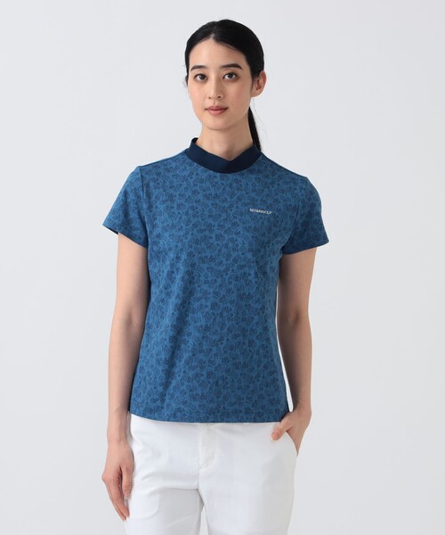 BEAMS GOLF(ビームスゴルフ)の「PURPLE LABEL / シャドーフラワー ジャカード モックネックシャツ (接触冷感・吸水速乾・UVカット)(Tシャツ/カットソー・レディース・ネイビー/ホワイト・MEDIUM/SMALL/LARGE)」の11枚目の写真