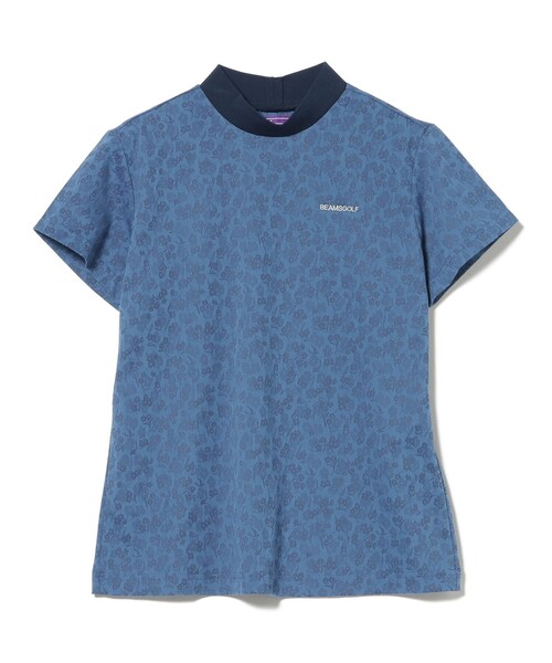 BEAMS GOLF(ビームスゴルフ)の「PURPLE LABEL / シャドーフラワー ジャカード モックネックシャツ (接触冷感・吸水速乾・UVカット)(Tシャツ/カットソー・レディース・ネイビー/ホワイト・MEDIUM/SMALL/LARGE)」の6枚目の写真