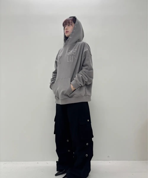 as you are（アズユーアー）の「◇ASYOUARE◇ブランド直輸入正規品/スター アイレット フーディー STAR EYELET HOODIE（パーカー・レディース・チャコール/ダークグレー/ブラック・FREE）」の22枚目の写真