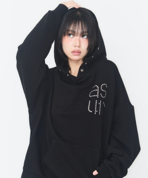 as you are（アズユーアー）の「◇ASYOUARE◇ブランド直輸入正規品/スター アイレット フーディー STAR EYELET HOODIE（パーカー・レディース・チャコール/ダークグレー/ブラック・FREE）」の8枚目の写真