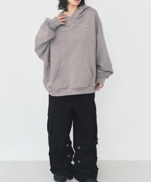 as you are（アズユーアー）の「◇ASYOUARE◇ブランド直輸入正規品/スター アイレット フーディー STAR EYELET HOODIE（パーカー・レディース・チャコール/ダークグレー/ブラック・FREE）」の10枚目の写真