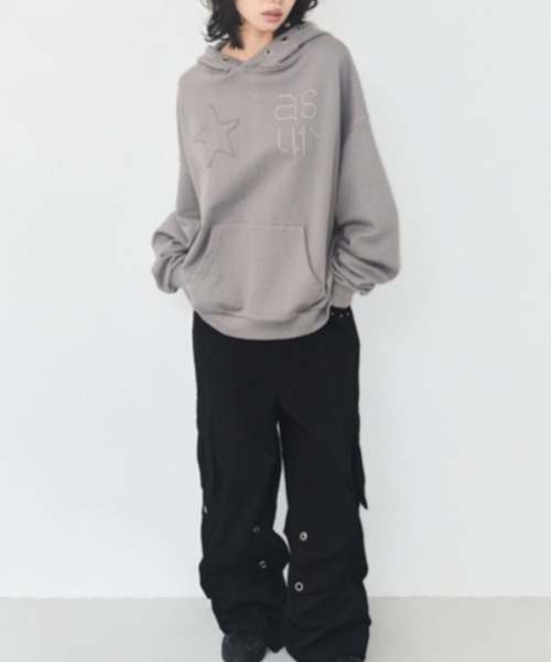 as you are（アズユーアー）の「◇ASYOUARE◇ブランド直輸入正規品/スター アイレット フーディー STAR EYELET HOODIE（パーカー・レディース・チャコール/ダークグレー/ブラック・FREE）」の11枚目の写真
