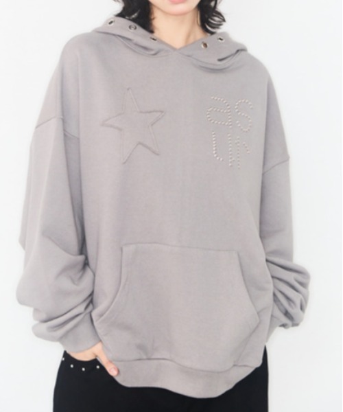 as you are（アズユーアー）の「◇ASYOUARE◇ブランド直輸入正規品/スター アイレット フーディー STAR EYELET HOODIE（パーカー・レディース・チャコール/ダークグレー/ブラック・FREE）」の13枚目の写真