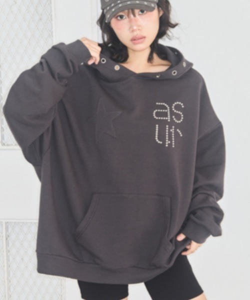 as you are（アズユーアー）の「◇ASYOUARE◇ブランド直輸入正規品/スター アイレット フーディー STAR EYELET HOODIE（パーカー・レディース・チャコール/ダークグレー/ブラック・FREE）」の17枚目の写真