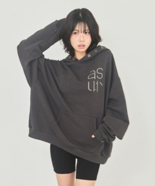 as you are（アズユーアー）の「◇ASYOUARE◇ブランド直輸入正規品/スター アイレット フーディー STAR EYELET HOODIE（パーカー・レディース・チャコール/ダークグレー/ブラック・FREE）」の16枚目の写真