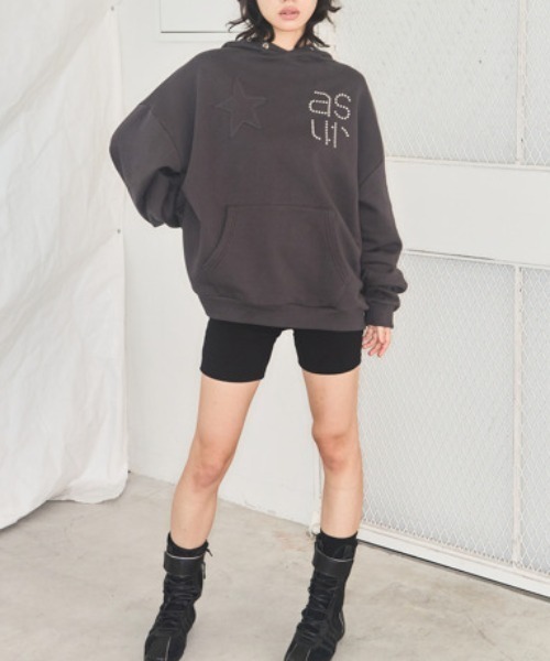as you are（アズユーアー）の「◇ASYOUARE◇ブランド直輸入正規品/スター アイレット フーディー STAR EYELET HOODIE（パーカー・レディース・チャコール/ダークグレー/ブラック・FREE）」の15枚目の写真