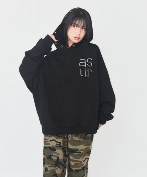 as you are（アズユーアー）の「◇ASYOUARE◇ブランド直輸入正規品/スター アイレット フーディー STAR EYELET HOODIE（パーカー・レディース・チャコール/ダークグレー/ブラック・FREE）」の5枚目の写真