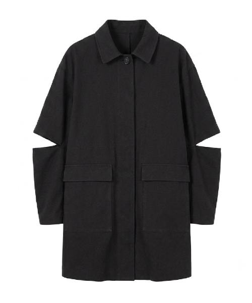 MOIREMOA(モアレモア)の「Bio W/S Cotton Half Jacket-Black(トレンチコート・レディース・その他・FREE)」の1枚目の写真