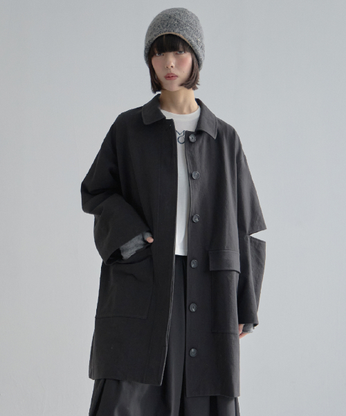 MOIREMOA(モアレモア)の「Bio W/S Cotton Half Jacket-Black(トレンチコート・レディース・その他・FREE)」の2枚目の写真