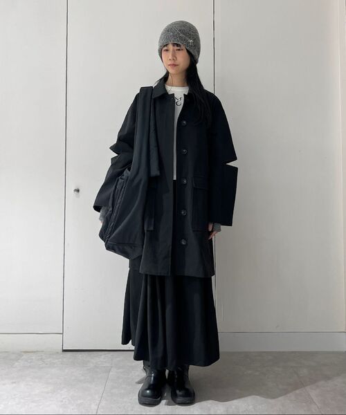 MOIREMOA(モアレモア)の「Bio W/S Cotton Half Jacket-Black(トレンチコート・レディース・その他・FREE)」の6枚目の写真