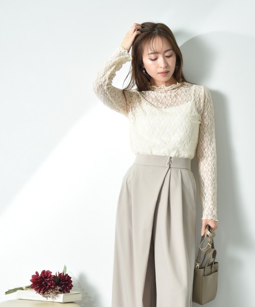 INTERPLANET(インタープラネット)の「総レースハイネックプルオーバー(Tシャツ/カットソー・レディース・オフホワイト/アイボリー/ブラック・FREE)」の5枚目の写真