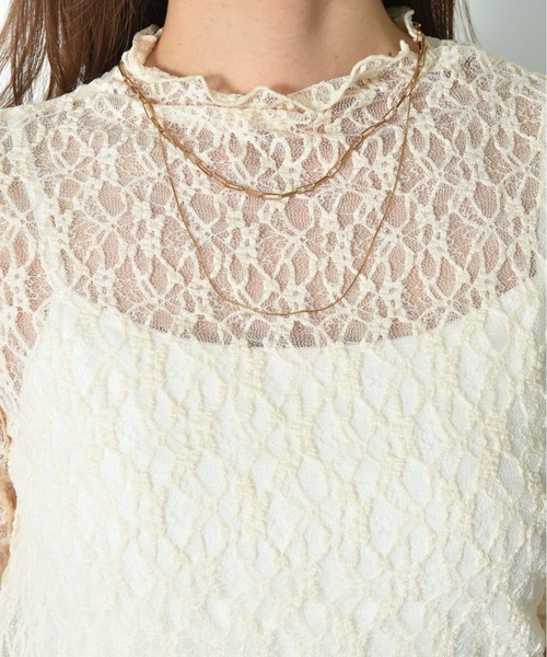 INTERPLANET(インタープラネット)の「総レースハイネックプルオーバー(Tシャツ/カットソー・レディース・オフホワイト/アイボリー/ブラック・FREE)」の8枚目の写真