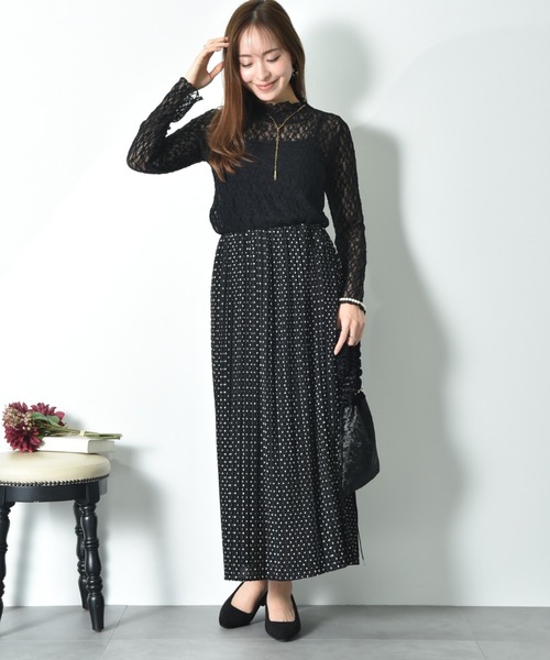 INTERPLANET(インタープラネット)の「総レースハイネックプルオーバー(Tシャツ/カットソー・レディース・オフホワイト/アイボリー/ブラック・FREE)」の12枚目の写真