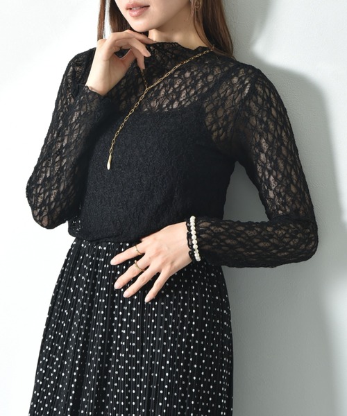INTERPLANET(インタープラネット)の「総レースハイネックプルオーバー(Tシャツ/カットソー・レディース・オフホワイト/アイボリー/ブラック・FREE)」の13枚目の写真