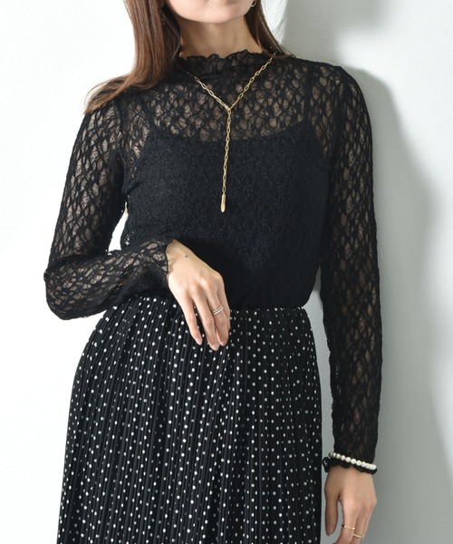 INTERPLANET(インタープラネット)の「総レースハイネックプルオーバー(Tシャツ/カットソー・レディース・オフホワイト/アイボリー/ブラック・FREE)」の17枚目の写真