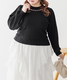 CLETTEオリジナルパールネック長袖リブニット