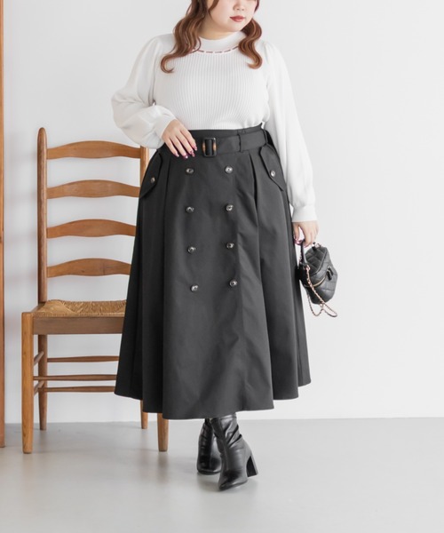 CLETTE(クレット)の「CLETTEオリジナルパールネック長袖リブニット(ニット/セーター・レディース・ピンク/ブラック/オフホワイト・4L/3L/LL)」の5枚目の写真