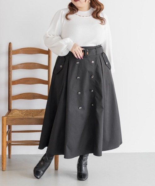 CLETTE(クレット)の「CLETTEオリジナルパールネック長袖リブニット(ニット/セーター・レディース・ピンク/ブラック/オフホワイト・4L/3L/LL)」の6枚目の写真