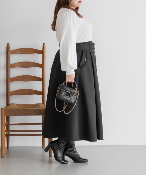 CLETTE(クレット)の「CLETTEオリジナルパールネック長袖リブニット(ニット/セーター・レディース・ピンク/ブラック/オフホワイト・4L/3L/LL)」の7枚目の写真